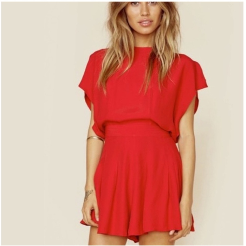 C/MEO Collective Vibrant Red Backless Romper